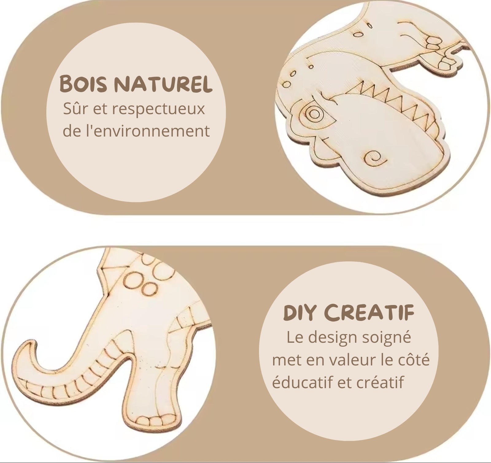 Kit créatif en bois – Dinosaures à customiser