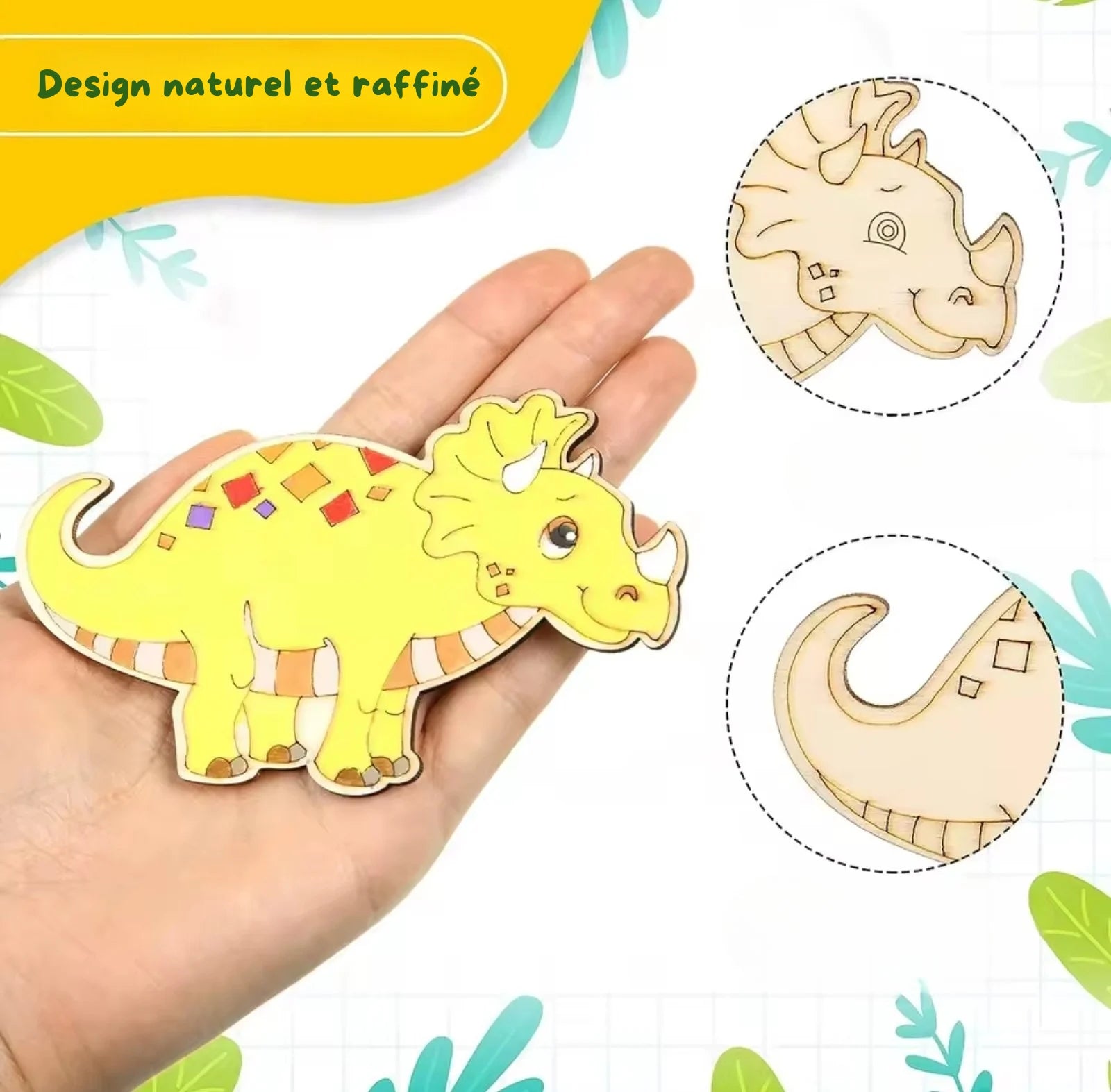 Kit créatif en bois – Dinosaures à customiser