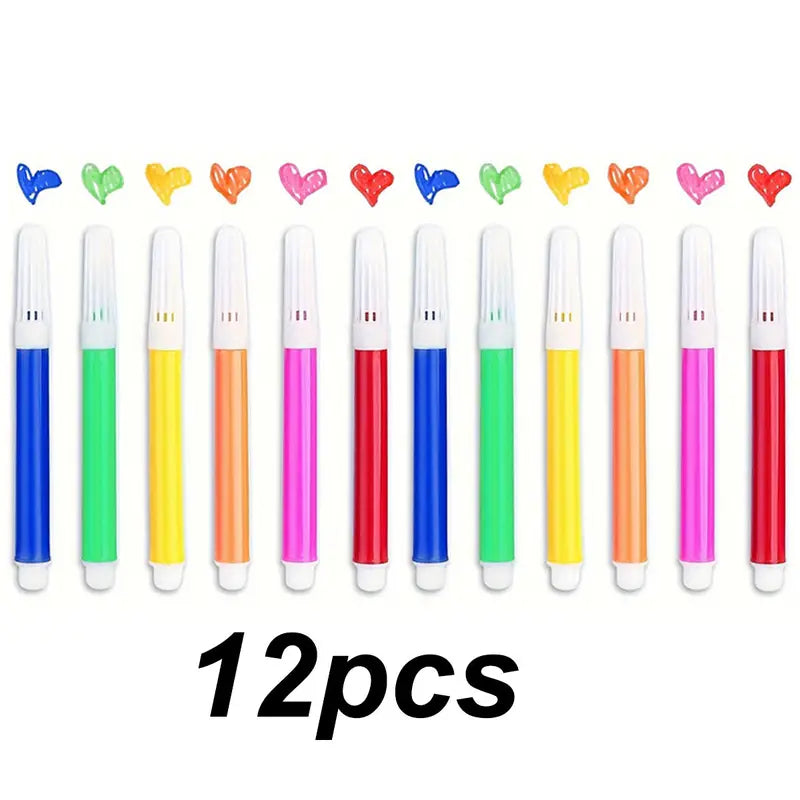 Lot de 12 Feutres Colorés pour Enfants – Pointe Moyenne, Lavables, Non Toxiques