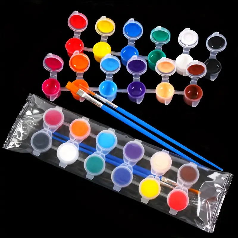 Lot de Peinture Acrylique – 12 Couleurs + 2 Pinceaux Inclus