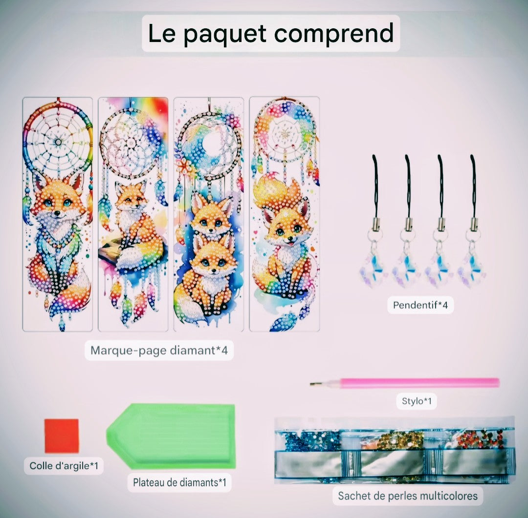 ✨ Kit DIY Marque-Pages Diamant - Renards & Attrape-Rêves ✨