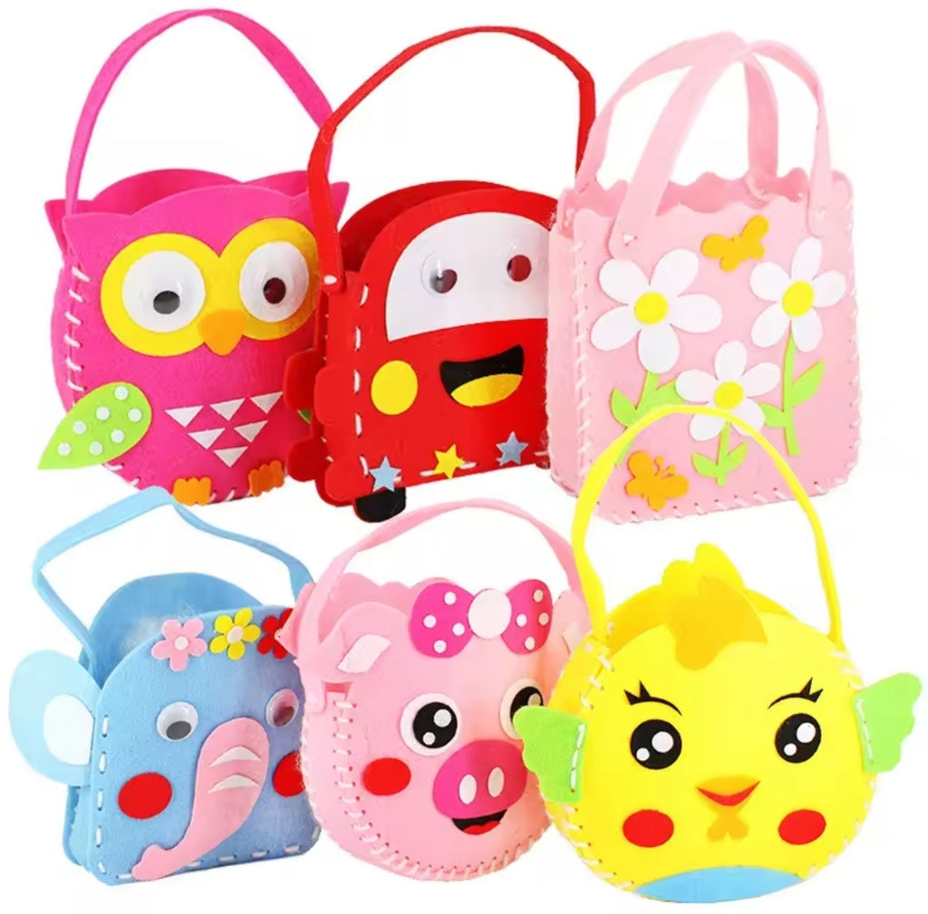 🧵 Kit Créatif DIY – Sacs à Main pour Enfants en Feutrine (4 Modèles)