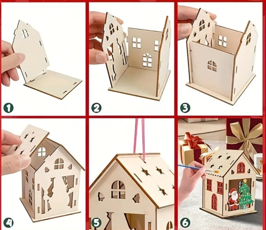 Kit Maisons en Bois à Personnaliser  Thème Noël